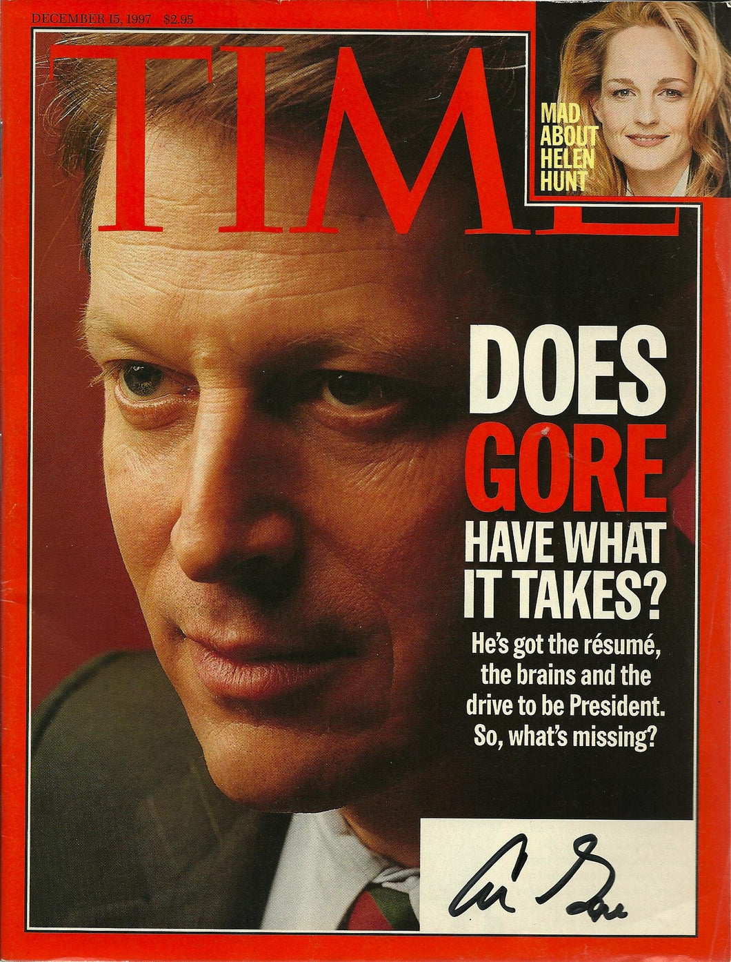 Time Magazine December 15 1997 Does Gore Have What it Takes? * Mad About Helen Hunt